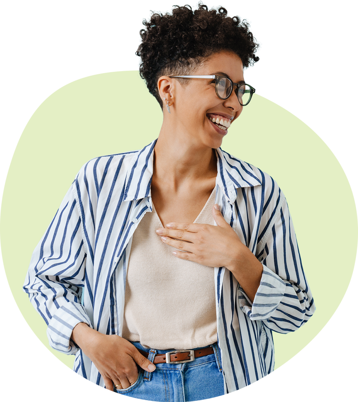 Woman with Hand on Chest